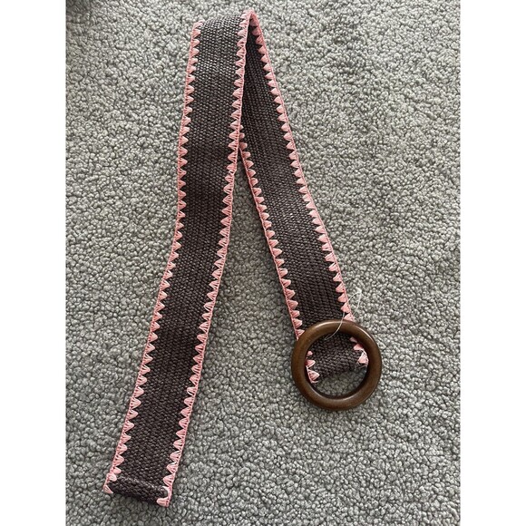 Anthropologie Belt Women’s Preppy Pink Brown Stretchy Size Small New - Picture 1 of 6